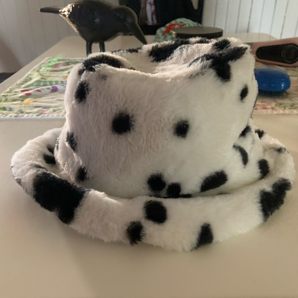 Fuzzy Cow Print Bucket Hat